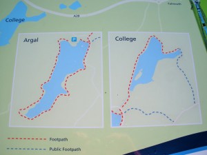 Argal and College Lake route maps. Argal is a circular route and College Reservoir is a out and back route.