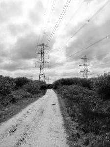 Electricity pylons Goss Moor Cornwall.